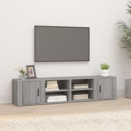 Berkfield Home TV Cabinets 2 pcs Grey Sonoma 80x31.5x36 cm Engineered Wood - thumbnail 1