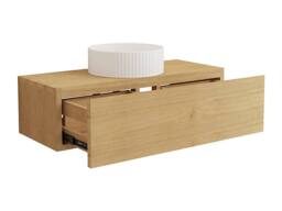 Vente-unique Wall-Mounted Bathroom Vanity Unit In Mindi Wood With A Striped Ceramic in Light Oak - thumbnail 6