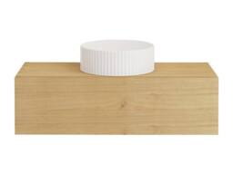 Vente-unique Wall-Mounted Bathroom Vanity Unit In Mindi Wood With A Striped Ceramic in Light Oak - thumbnail 4