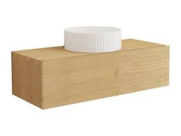 Vente-unique Wall-Mounted Bathroom Vanity Unit In Mindi Wood With A Striped Ceramic in Light Oak - thumbnail 5