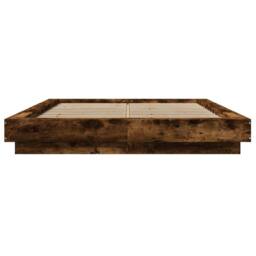 Berkfield Home Bed Frame with LED Lights without Mattress Smoked Oak 120x200cm in Brown - Size: Small Double - thumbnail 5