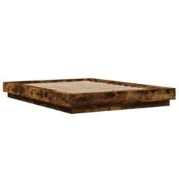 Berkfield Home Bed Frame with LED Lights without Mattress Smoked Oak 120x200cm in Brown - Size: Small Double - thumbnail 3