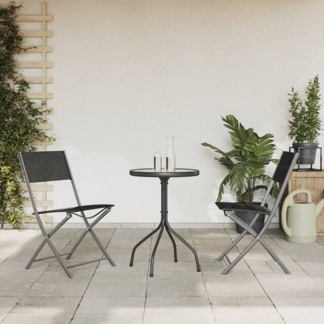 Berkfield Home 3 Piece Garden Dining Set Black Steel - image 1