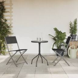 Berkfield Home 3 Piece Garden Dining Set Black Steel - thumbnail 1