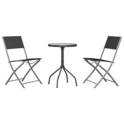 Berkfield Home 3 Piece Garden Dining Set Black Steel - thumbnail 2