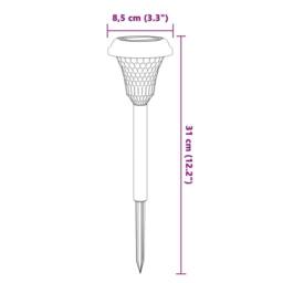 Berkfield Home Solar Pathway Lights with Ground Spikes 12 pcs White in Black - thumbnail 9