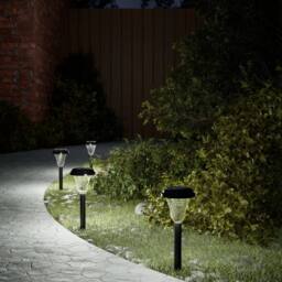 Berkfield Home Solar Pathway Lights with Ground Spikes 12 pcs White in Black - thumbnail 2