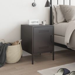 Berkfield Home Bedside Cabinet Black 36x39x50.5 cm Steel - thumbnail 3