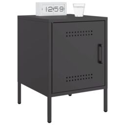 Berkfield Home Bedside Cabinet Black 36x39x50.5 cm Steel - thumbnail 4