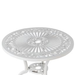 Wyld and Coco Off White Aluminium Round Outdoor Dining Table 61 cm Vintage Patio - thumbnail 3