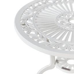 Wyld and Coco Off White Aluminium Round Outdoor Dining Table 61 cm Vintage Patio - thumbnail 5
