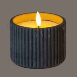 Lemon Pavilion Furniture and Decor Natural Glow Ribbed Medium Led Candle - Wax - L7xW7xH9 cm - Grey - thumbnail 2