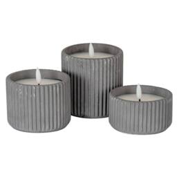Lemon Pavilion Furniture and Decor Natural Glow Ribbed Medium Led Candle - Wax - L7xW7xH9 cm - Grey - thumbnail 3