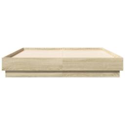 Berkfield Home Durable Bed Frame with LED without Mattress Sonoma Oak 135x190 cm in Light Oak - Size: Double - thumbnail 6