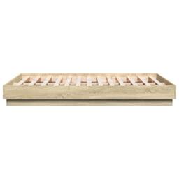 Berkfield Home Durable Bed Frame with LED without Mattress Sonoma Oak 135x190 cm in Light Oak - Size: Double - thumbnail 7