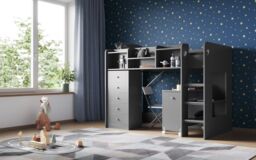 Flair Wizard Mid High Cabin Station with Storage in Grey - Size: Single - thumbnail 3