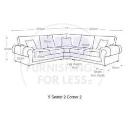 Furnishings For Less UK Large Portland Fabric & Leather 5 Seater L Shaped Corner Sofa Range Roll Arm Fullback in Beige - thumbnail 7