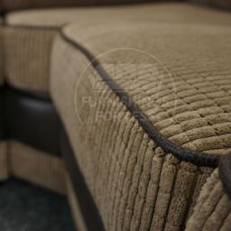 Furnishings For Less UK Large Portland Fabric & Leather 5 Seater L Shaped Corner Sofa Range Roll Arm Fullback in Beige - thumbnail 6
