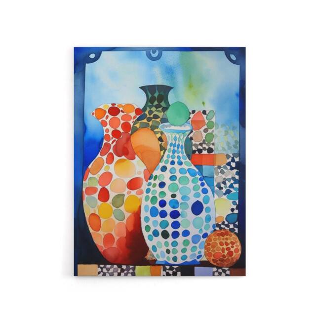 "Artery8 Polka Dot Porcelain Vases Still Life Canvas Wall Art Print - Size: W24"" x H32""" - image 1