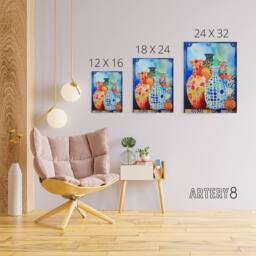 "Artery8 Polka Dot Porcelain Vases Still Life Canvas Wall Art Print - Size: W24"" x H32""" - thumbnail 4