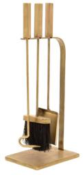 Ivyline Brass Fireside Companion Set Square H50Cm W20.5Cm - Matching Kindling Bucket Available - Matching Log Store in Metallics - thumbnail 2