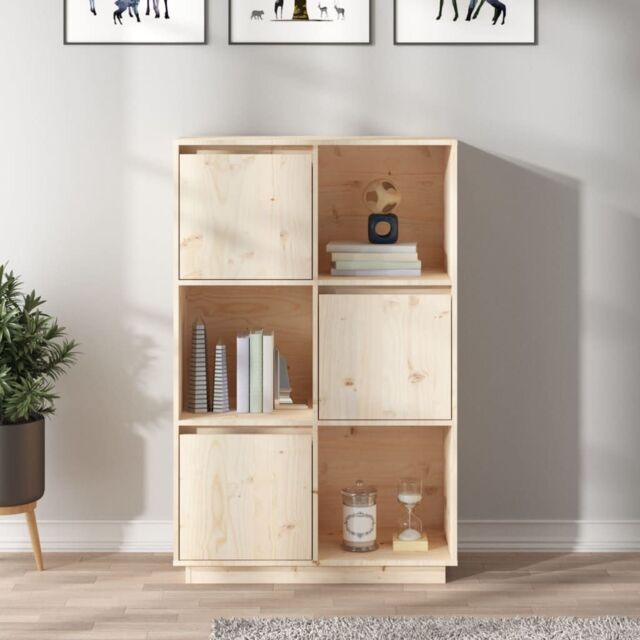 Berkfield Home Highboard 74x35x117 cm Solid Wood Pine in Brown - Size: 74 x 35 x 117 cm - image 1