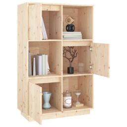 Berkfield Home Highboard 74x35x117 cm Solid Wood Pine in Brown - Size: 74 x 35 x 117 cm - thumbnail 4