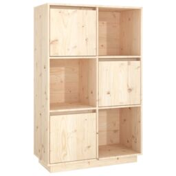 Berkfield Home Highboard 74x35x117 cm Solid Wood Pine in Brown - Size: 74 x 35 x 117 cm - thumbnail 2