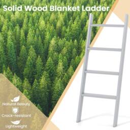 NESTLUNE 4-Tier Wooden Blanket Ladder Rustic Decor Towel Rack in White - Size: 180 cm width x 180 cm drop - thumbnail 6