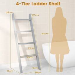 NESTLUNE 4-Tier Wooden Blanket Ladder Rustic Decor Towel Rack in White - Size: 180 cm width x 180 cm drop - thumbnail 2
