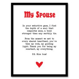 "Artery8 Love Poem My Everything Spouse Romantic Poetry Framed Art Print in White - Size: W12"" x H16""" - thumbnail 1