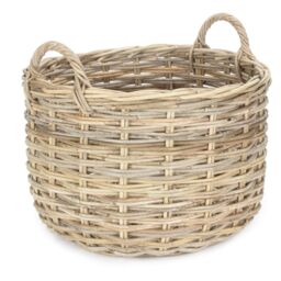 Red Hamper Large Curved Base Rattan Storage Basket in Natural - thumbnail 1