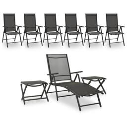 Berkfield Home 9 Piece Garden Lounge Set Black & Anthracite - thumbnail 1