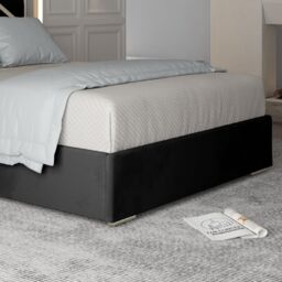 Casani Mayfair Upholstered Soft Velvet Metal Bed Frame in Black - Size: Small Double - thumbnail 3