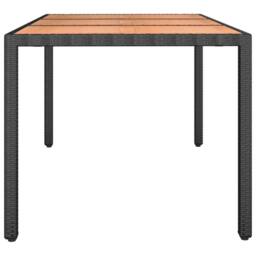 Berkfield Home Garden Table with Wooden Top Black Poly Rattan&Solid Wood Acacia - thumbnail 4