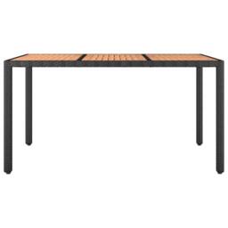 Berkfield Home Garden Table with Wooden Top Black Poly Rattan&Solid Wood Acacia - thumbnail 3
