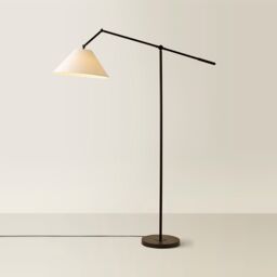ValueLights Layla Adjustable Angled Floor Lamp with Tapered Linen Lamp Shade in Black - thumbnail 6