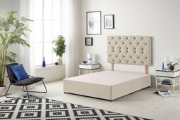 Somnior Premier Divan Bed with 24Cm Deep Mattress & Headboard In Wool Tweed Fabric in Natural - Size: King - thumbnail 3