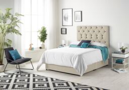 Somnior Premier Divan Bed with 24Cm Deep Mattress & Headboard In Wool Tweed Fabric in Natural - Size: King - thumbnail 2
