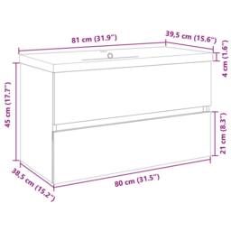 Berkfield Home Durable 2 Piece Bathroom Furniture Set Ceramic & Engineered Wood in Light Tan - thumbnail 9
