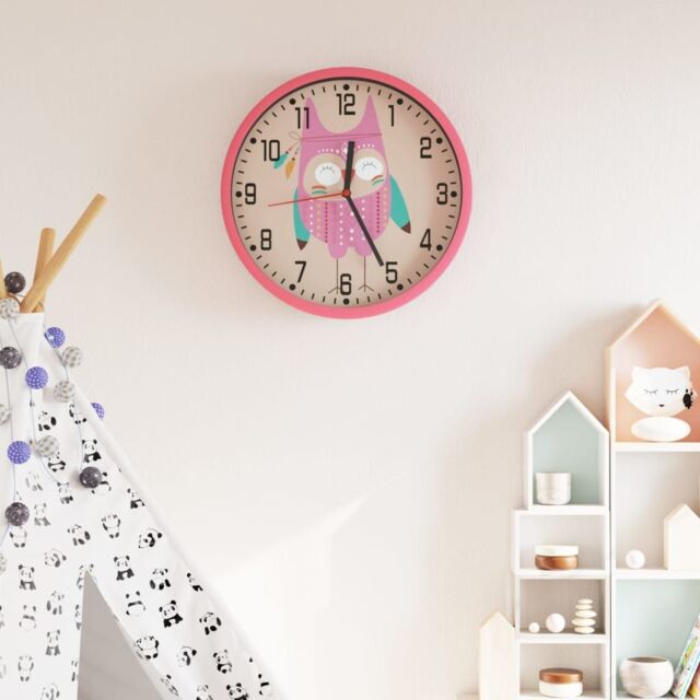 Berkfield Home Wall Clock Pink √ò25.5 cm Polystyrene & Glass - image 1