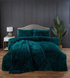 Rapport Home Chunky Ribbed Fur Polyester Soft & Cozy Duvet Cover Set With Pillowcase in Green - Size: King - thumbnail 4