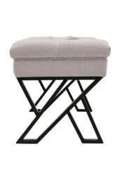 Living and Home Mid Century Metal Upholstered Bench in Beige - thumbnail 4