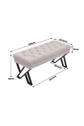 Living and Home Mid Century Metal Upholstered Bench in Beige - thumbnail 6