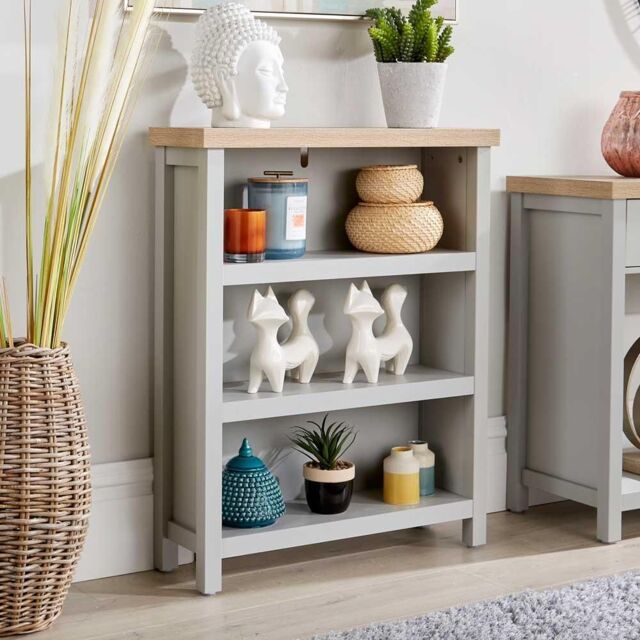 Home Source Avon Low 3 Shelves Bookcase Storage Unit Living Room 36mm Top in Grey - image 1