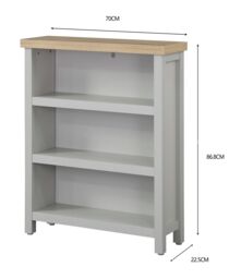 Home Source Avon Low 3 Shelves Bookcase Storage Unit Living Room 36mm Top in Grey - thumbnail 8