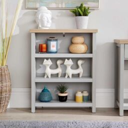 Home Source Avon Low 3 Shelves Bookcase Storage Unit Living Room 36mm Top in Grey - thumbnail 3