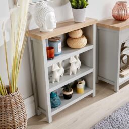 Home Source Avon Low 3 Shelves Bookcase Storage Unit Living Room 36mm Top in Grey - thumbnail 2