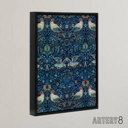 "Artery8 Birds & Flowers Blue Pattern Framed Canvas Wall Art Print Morris - Size: W12"" x H16""" - thumbnail 2