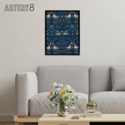"Artery8 Birds & Flowers Blue Pattern Framed Canvas Wall Art Print Morris - Size: W12"" x H16""" - thumbnail 3